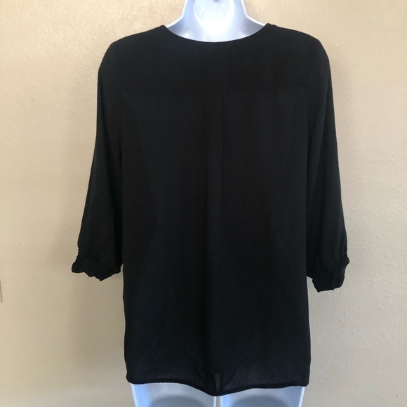 Lulus She Means Business Black Sheer Button-Front Hi-Low Top Size S - Picture 2 of 16